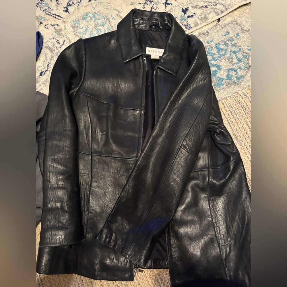 merona Black Leather Jacket